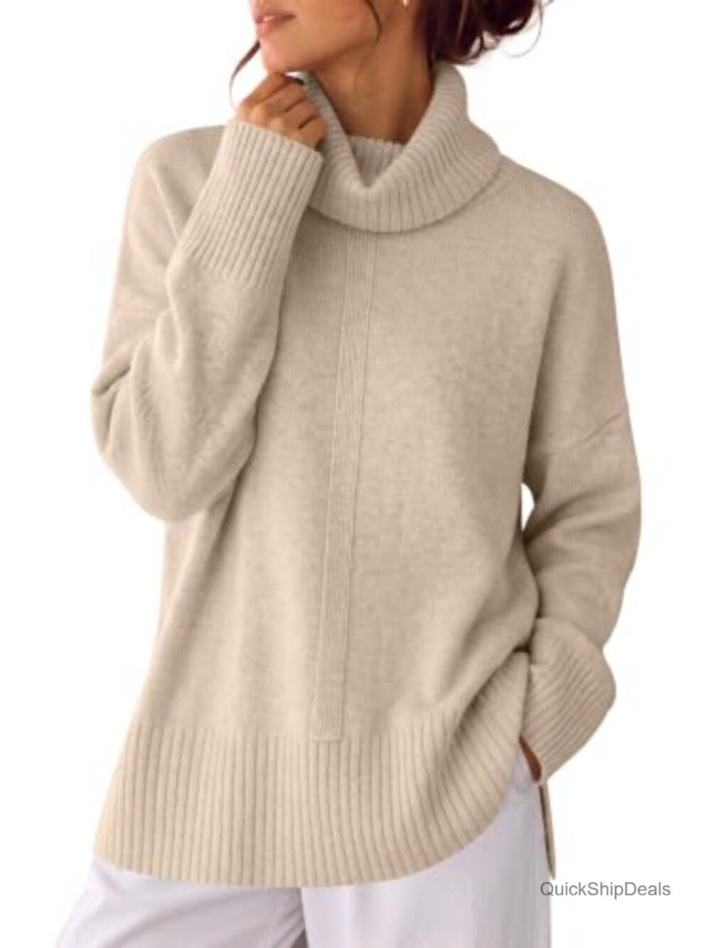 Oversized Cowl Neck Batwing Sleeve Sweater for Women